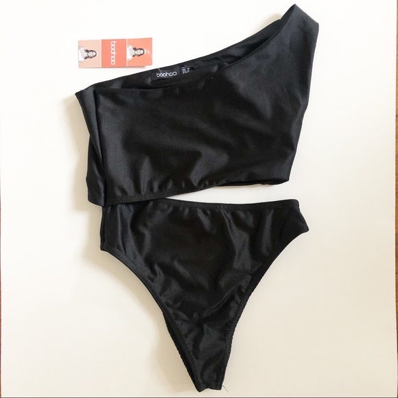 NWT Cut Out One Shoulder Swimsuit Blk sz 6p - Picture 3 of 6